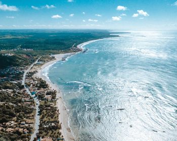 High angle view of beach against sky