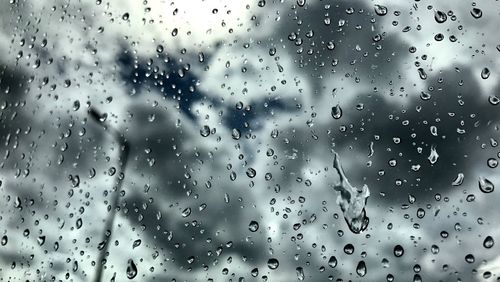 Full frame shot of raindrops on window