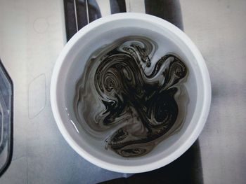 Directly above shot of drink on table