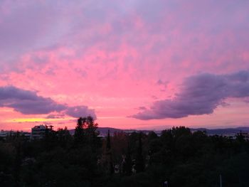 Silhouette trees against sky during sunset