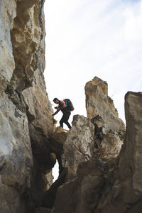 Low angle view of rocks on rock formation