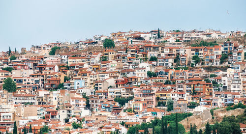 Cityscape against clear sky