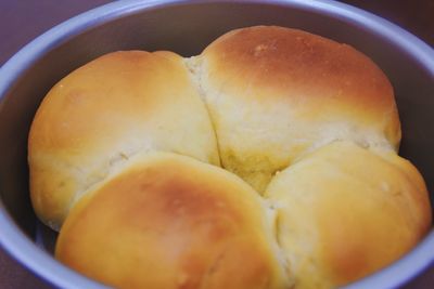 High angle view of bread in container