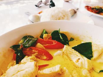 Close-up of meal served in plate