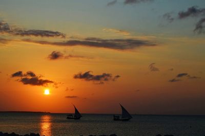 Scenic view of sunset over sea