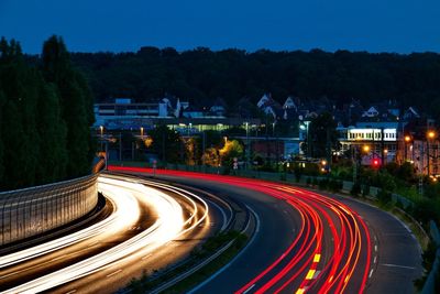 Illuminated roads at night