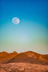 Scenic view of desert against blue sky