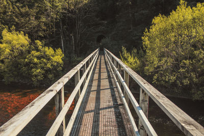 View of footbridge over river