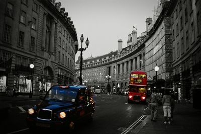 Traffic on road in city