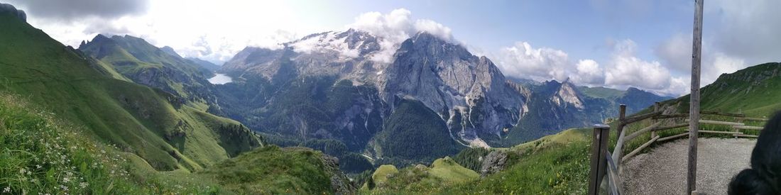 Panoramic view of mountains against sky