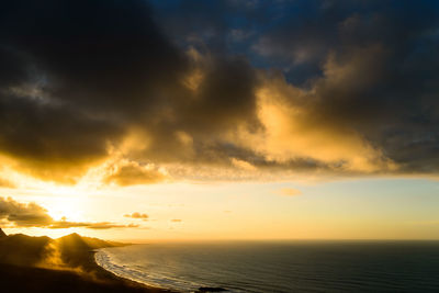 Scenic view of sea against sky during sunset at fuerteventura 