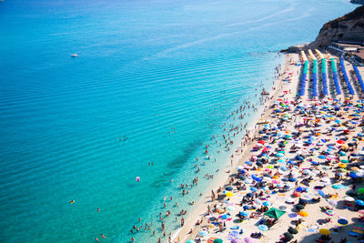 High angle view of people on beach