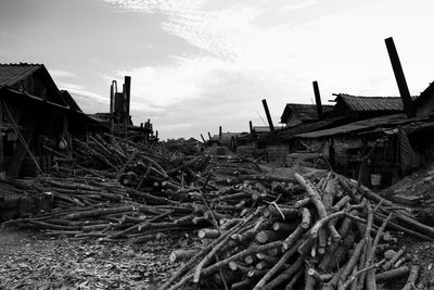 Abandoned construction site against sky