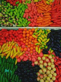 Full frame shot of multi colored vegetables for sale in market