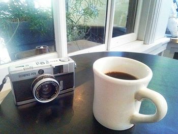 Coffee cup on table