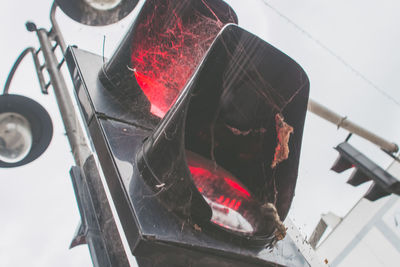 Low angle view of fire on grill