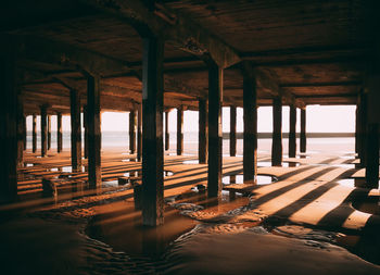 Interior of pier over sea