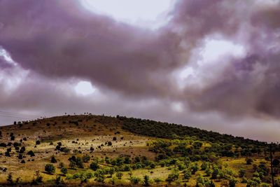 Scenic view of landscape against cloudy sky