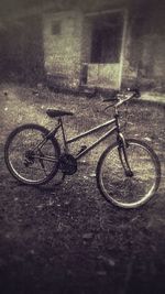 High angle view of bicycle parked on street