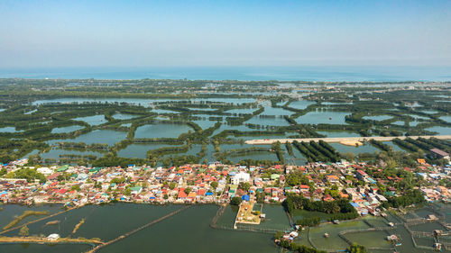 Aquaculture farm and village in the countryside of the philippines.