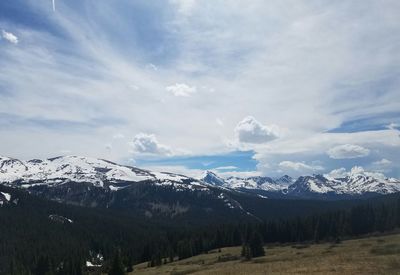 Scenic view of landscape against cloudy sky