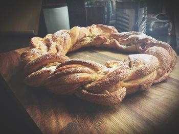 Close-up of bread on table