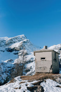 World war 1 bunker on top of vrsic mountain pass in julian alps in slovenia