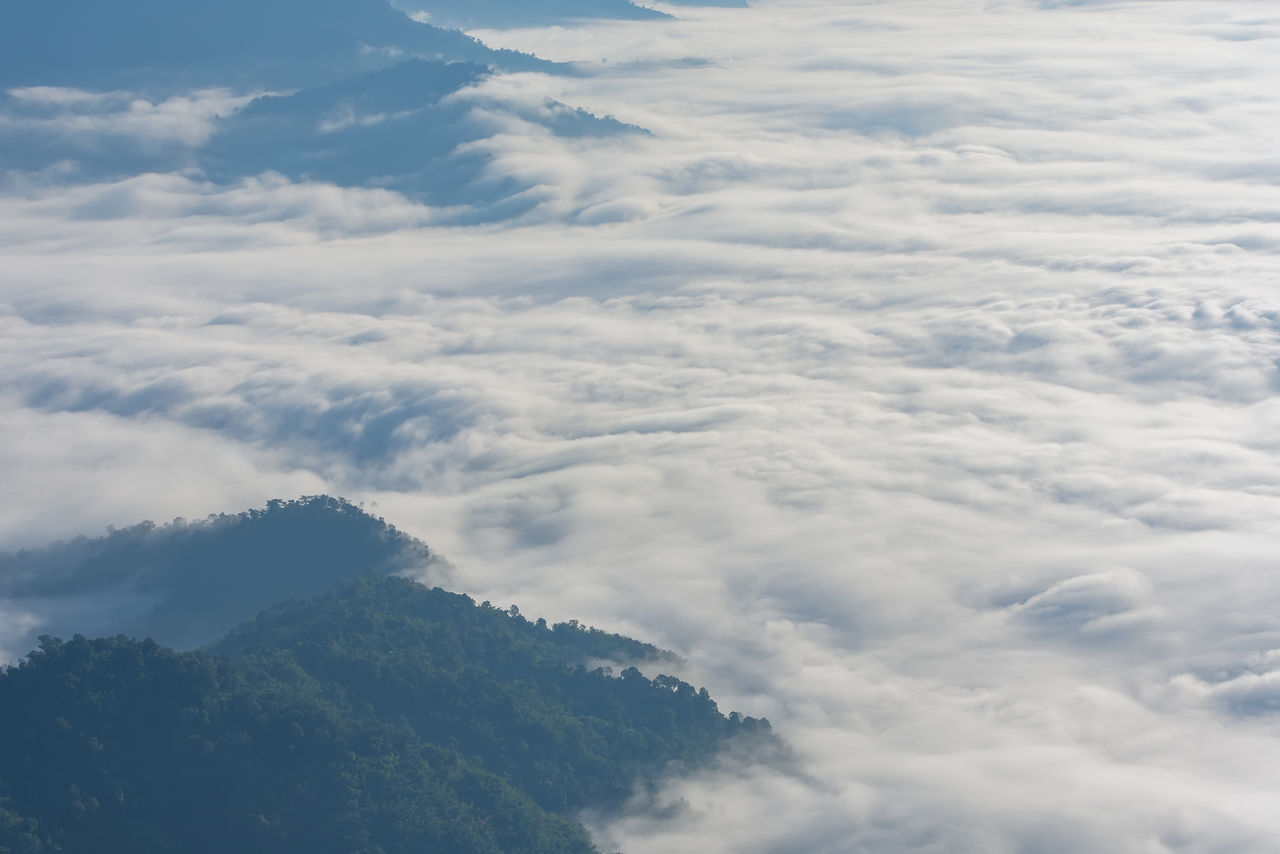 LOW ANGLE VIEW OF CLOUDS OVER MOUNTAINS