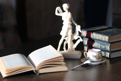Close-up of books on table