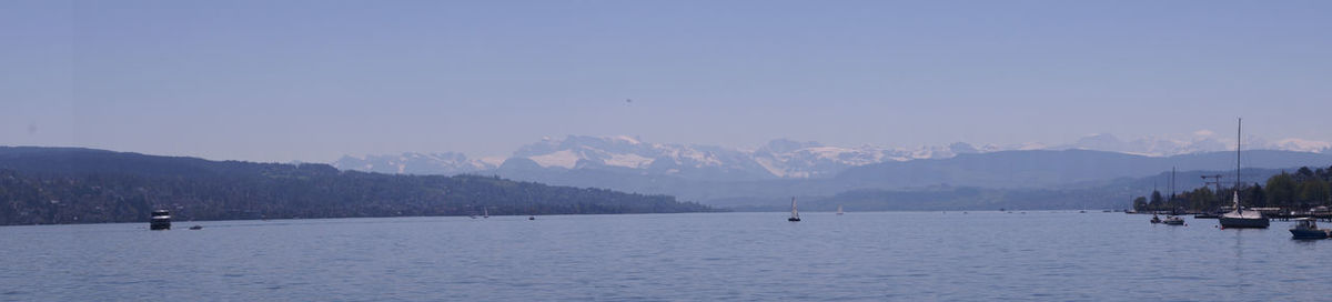 Panoramic view of sea against clear sky