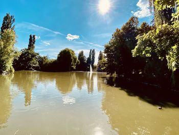 Scenic view of lake against sky