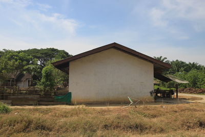 House on field against sky