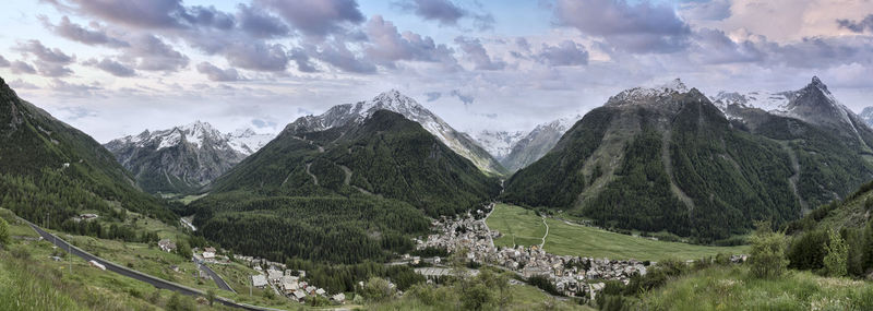 Panoramic view of mountains against sky