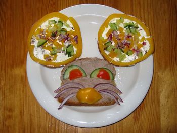 High angle view of food served in plate