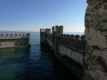 Scenic view of sea against clear sky