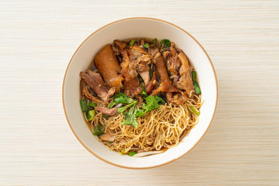 Directly above shot of food in bowl on table