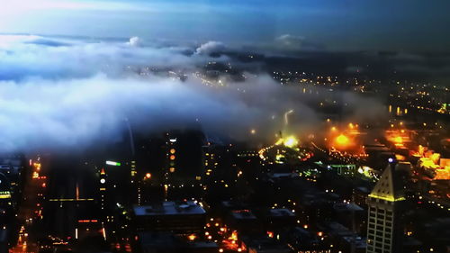 Illuminated cityscape at night