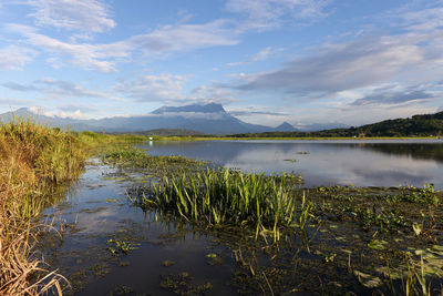 Scenic view of lake against sky