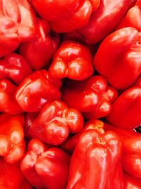 Full frame shot of red bell peppers at market