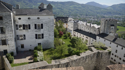 High angle view of old ruins