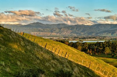 Scenic view of mountains against sky