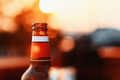 Close-up of beer bottle