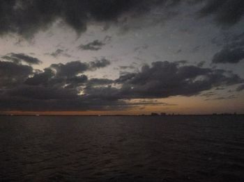 Scenic view of sea against cloudy sky