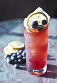 Close-up of drink in glass on table