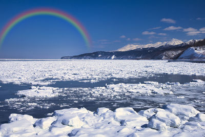 Drift ice in the sea of okhotsk, a winter tradition