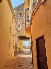 Narrow alley amidst buildings in town