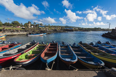 Boats moored in harbor