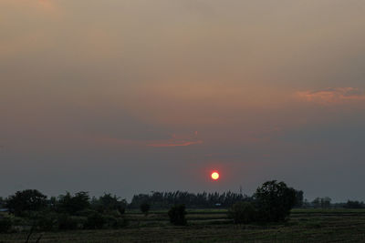 Scenic view of field against sky during sunset