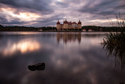 Reflection of building in lake