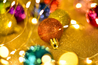 Close-up of illuminated christmas tree